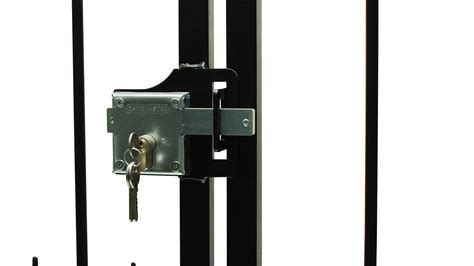 steel gate lock box double hole|metal gate lock hardware.